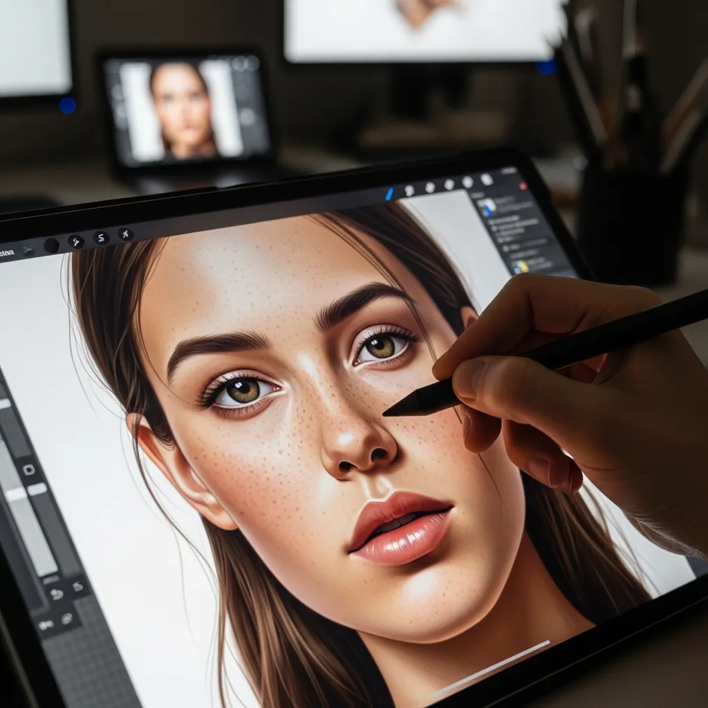 Advanced Portrait Mastery course featuring realistic digital portrait techniques