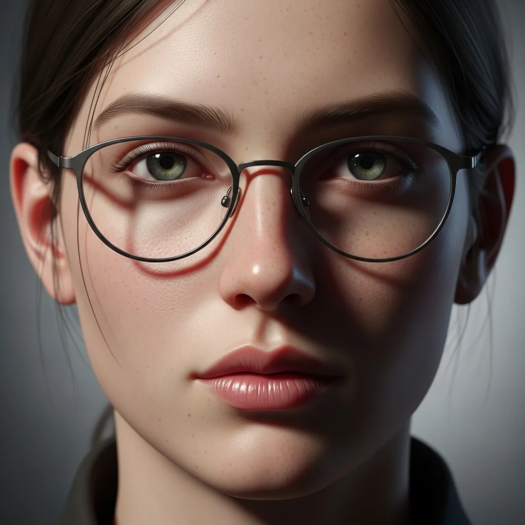 Realistic digital portrait showcasing detailed facial features and lighting